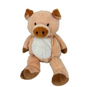 Ty Pluffies Corkscrew Pig Plush Peach Brown Beanbag Piglet 10 Inch 2002 Tylux